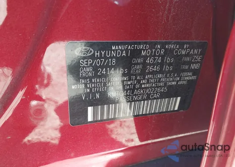 2019 Genesis G70 2.0T Advanced из США, поврежденный, VIN KMTG44LA6KU022645